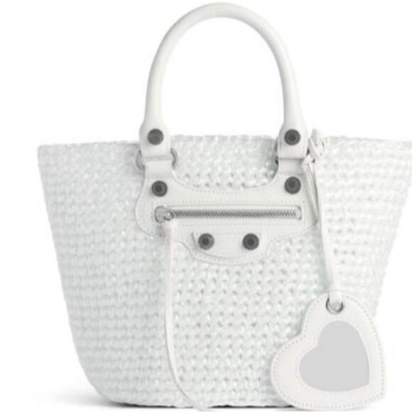 Balenciaga Small Le Cagole Panier Tote Bag Optic White - Picture 2 of 11